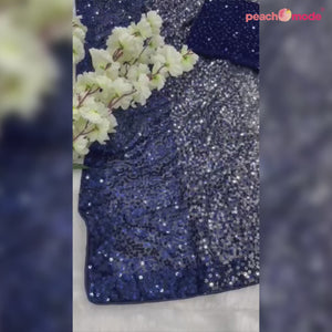 Blue Sequins Embroidered Georgette Saree