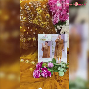 Mustard Heavy Embroidered Georgette Pakistani Suit