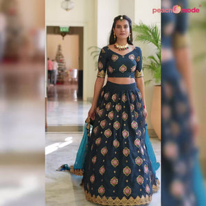 Morpich Sequins Embroidered Organza Lehenga Choli