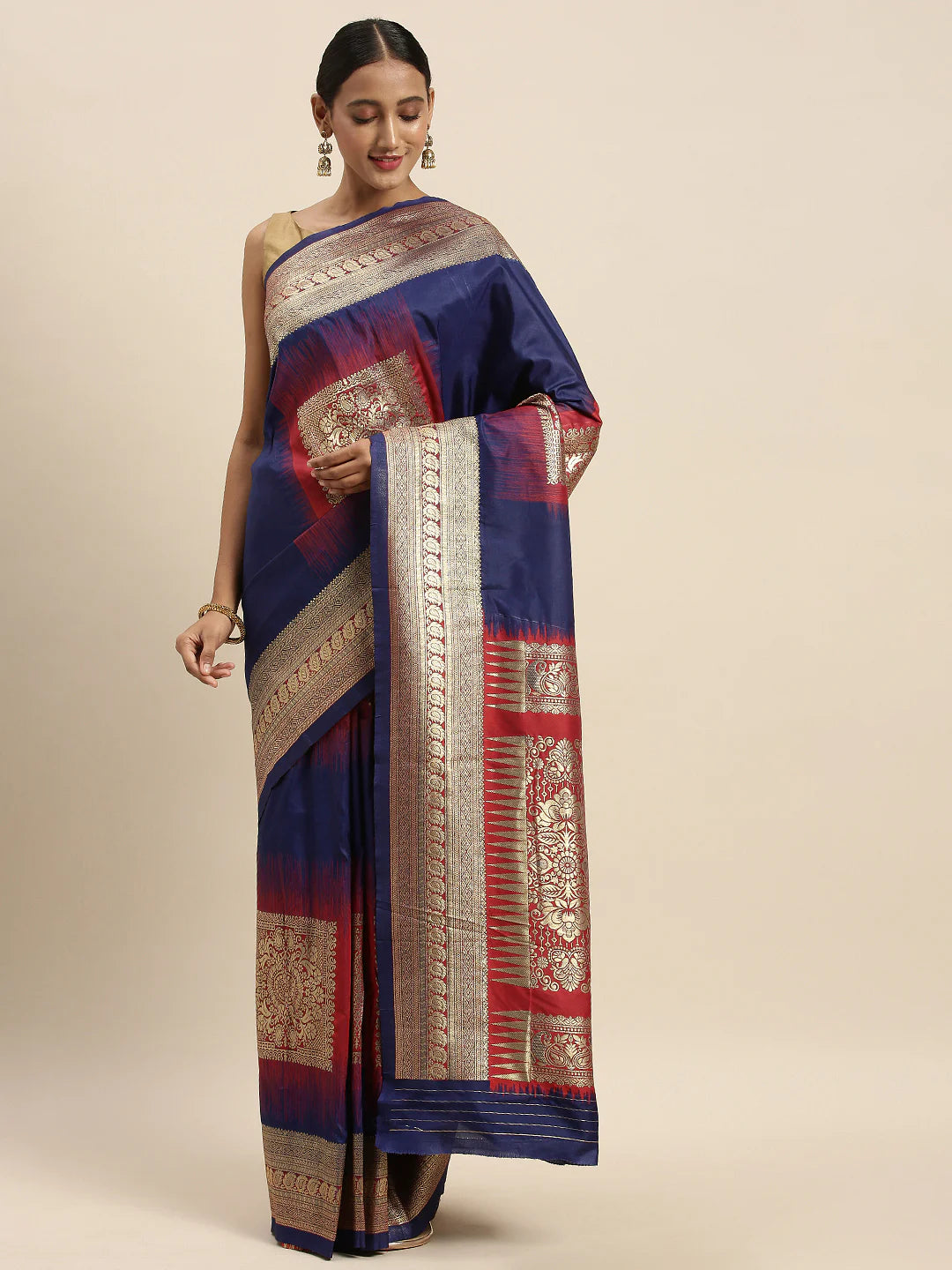 Blue Festive Wear Woven Kanjivaram Silk Saree - Peachmode