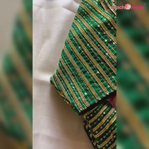 Yellow Sequins Floral Embroidered Organza Saree