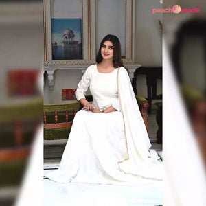 Cream Chikankari Embroidered Georgette Gown