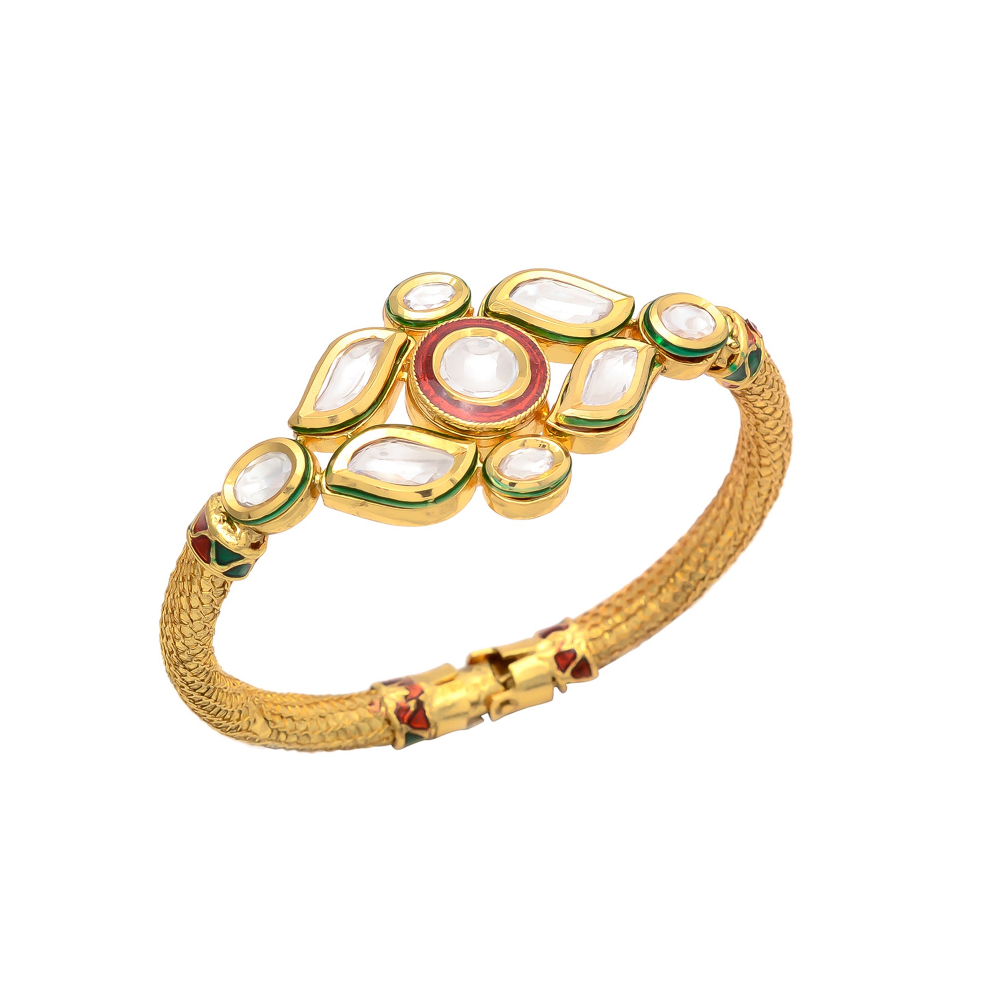 Golden Meena Kundan Bracelet