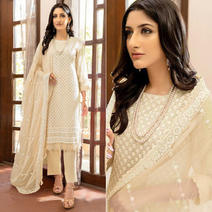 Chikoo Lucknowi Embroidered Georgette Pakistani Suit
