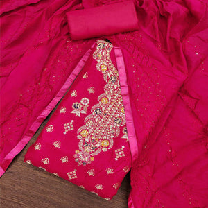 Pink Woven Jacquard Dress Material