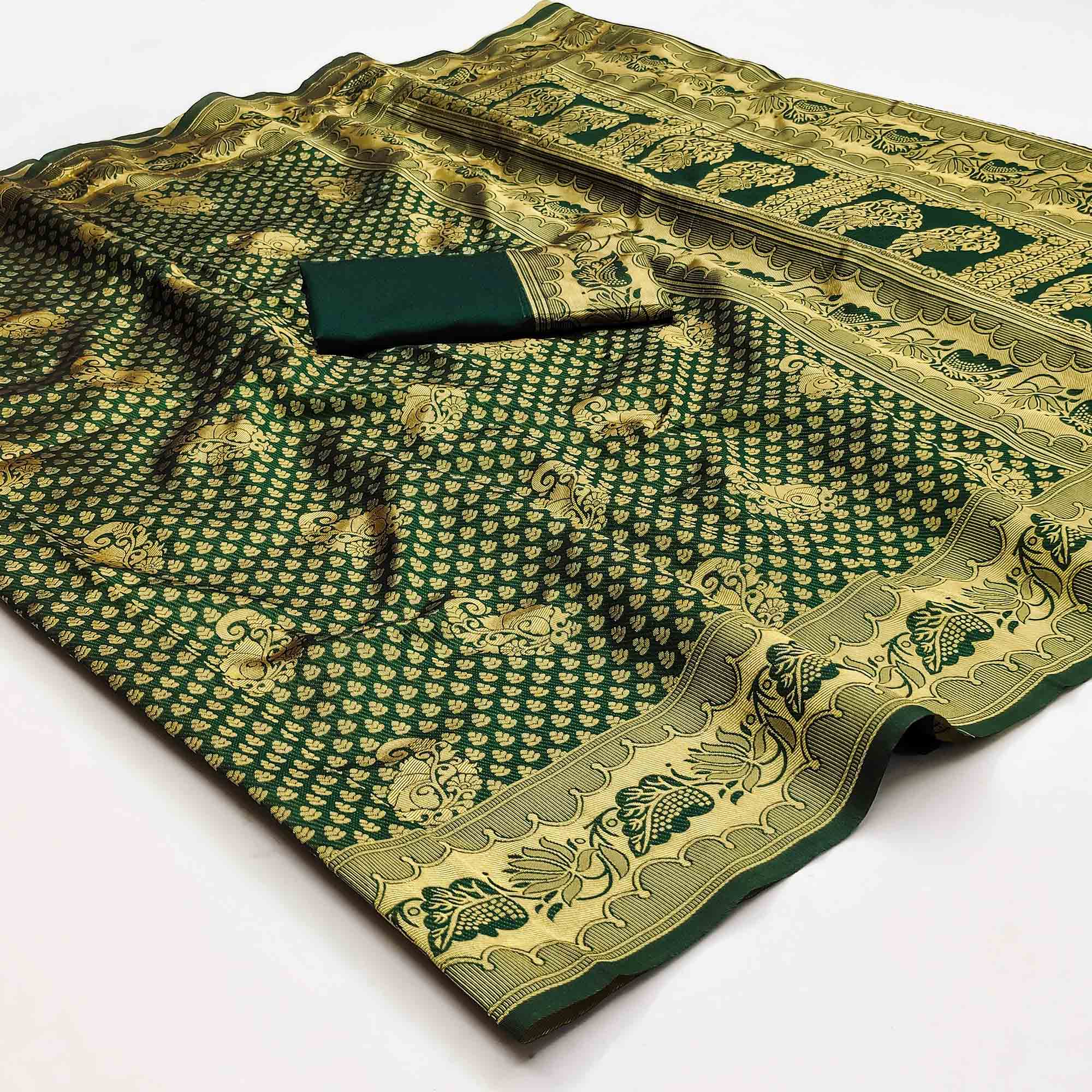 Green Woven Jacquard Saree