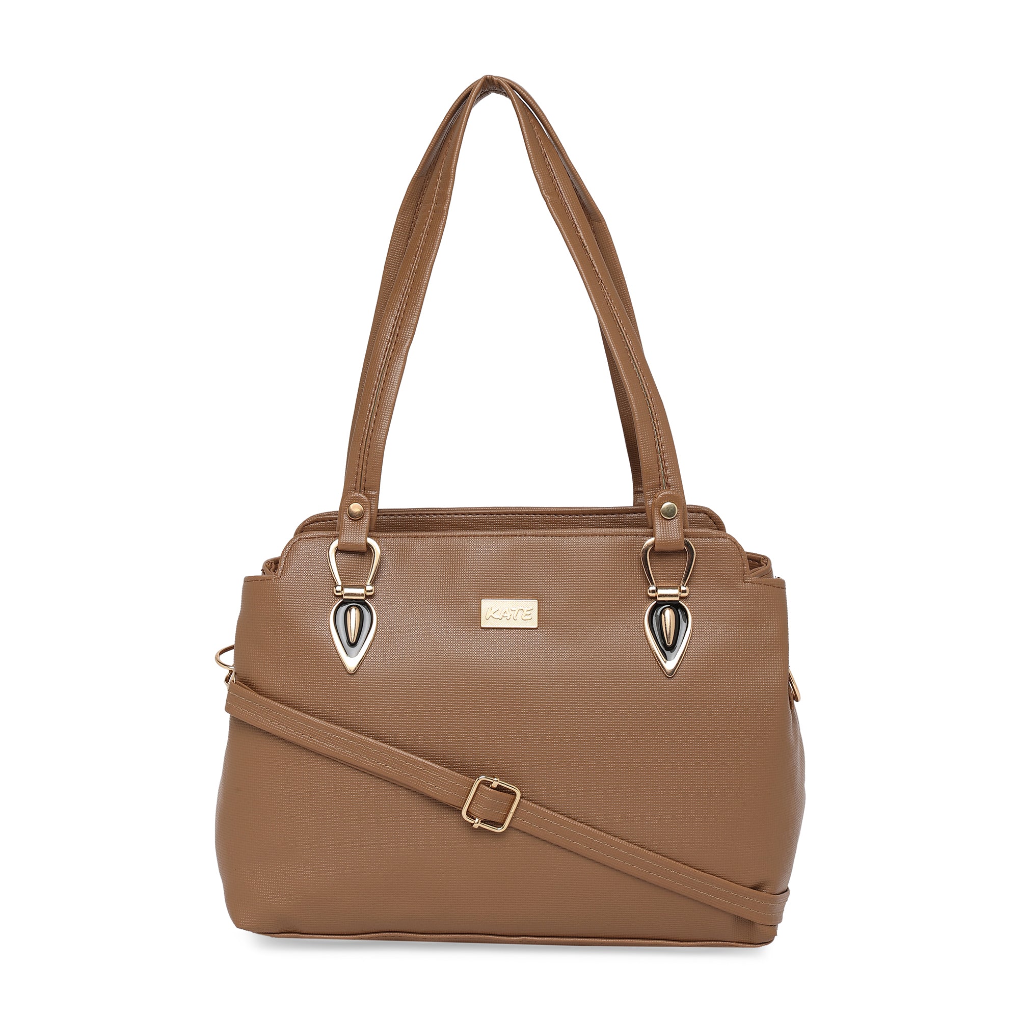 Brown Women Vegan Leather Handbag With Belt