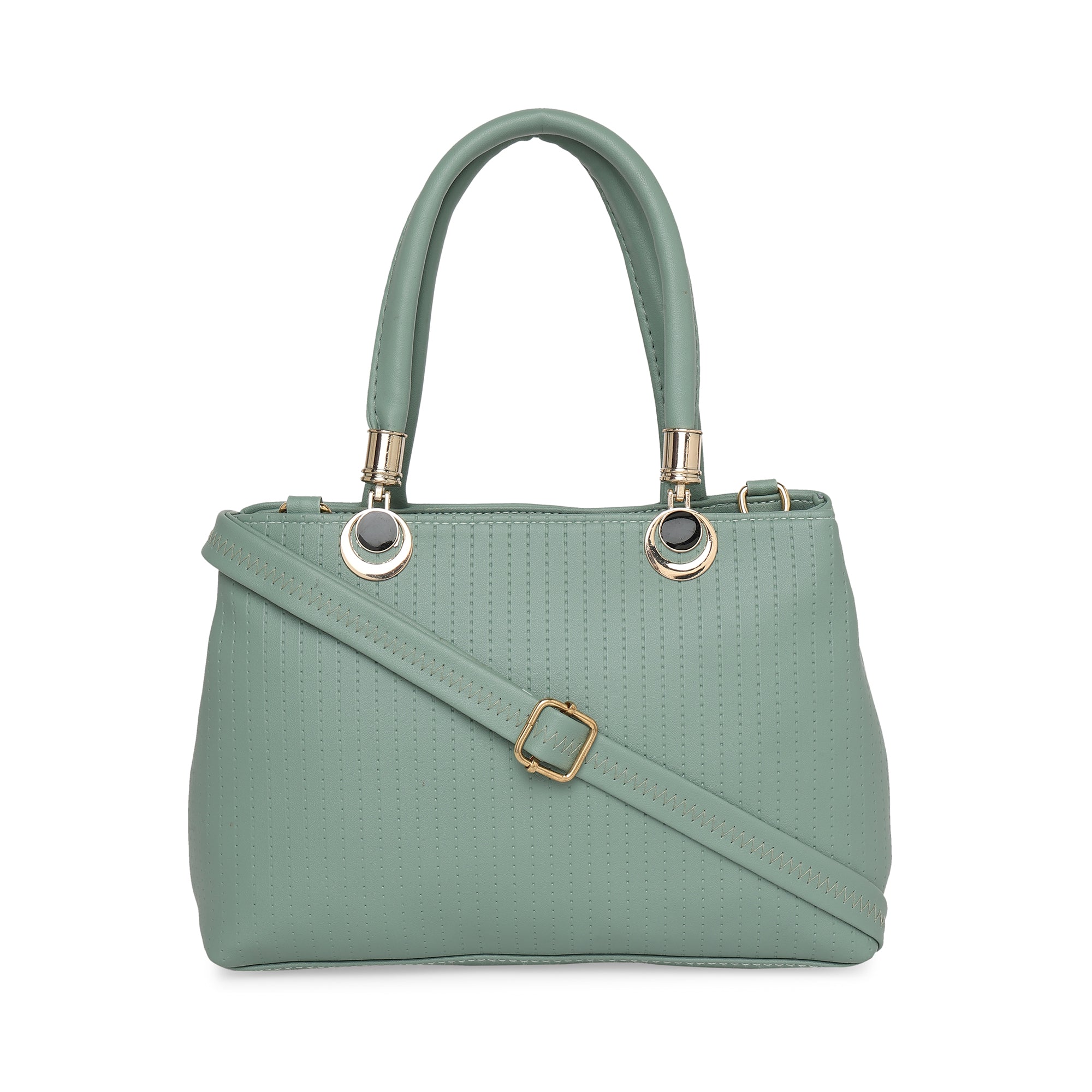 Pista Green Women Vegan Leather Handbag With Belt