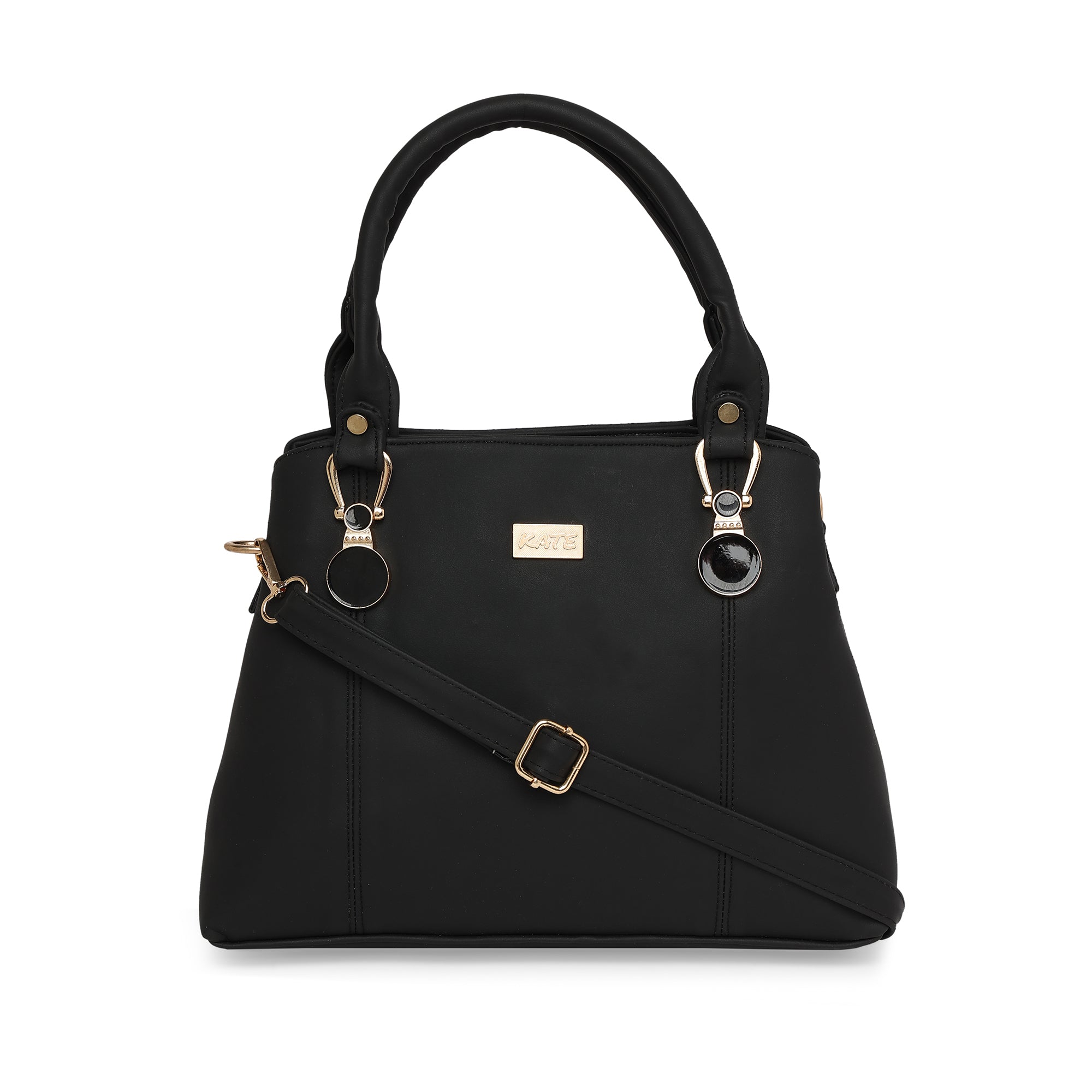 Black Women Vegan Leather Handbag With Belt