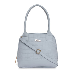 Grey Women Vegan Leather Handbag With Belt