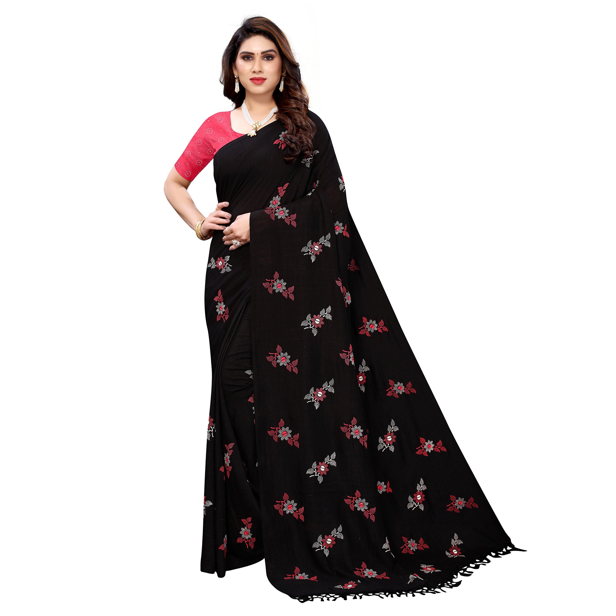 Black Casual Wear Printed Silk Saree