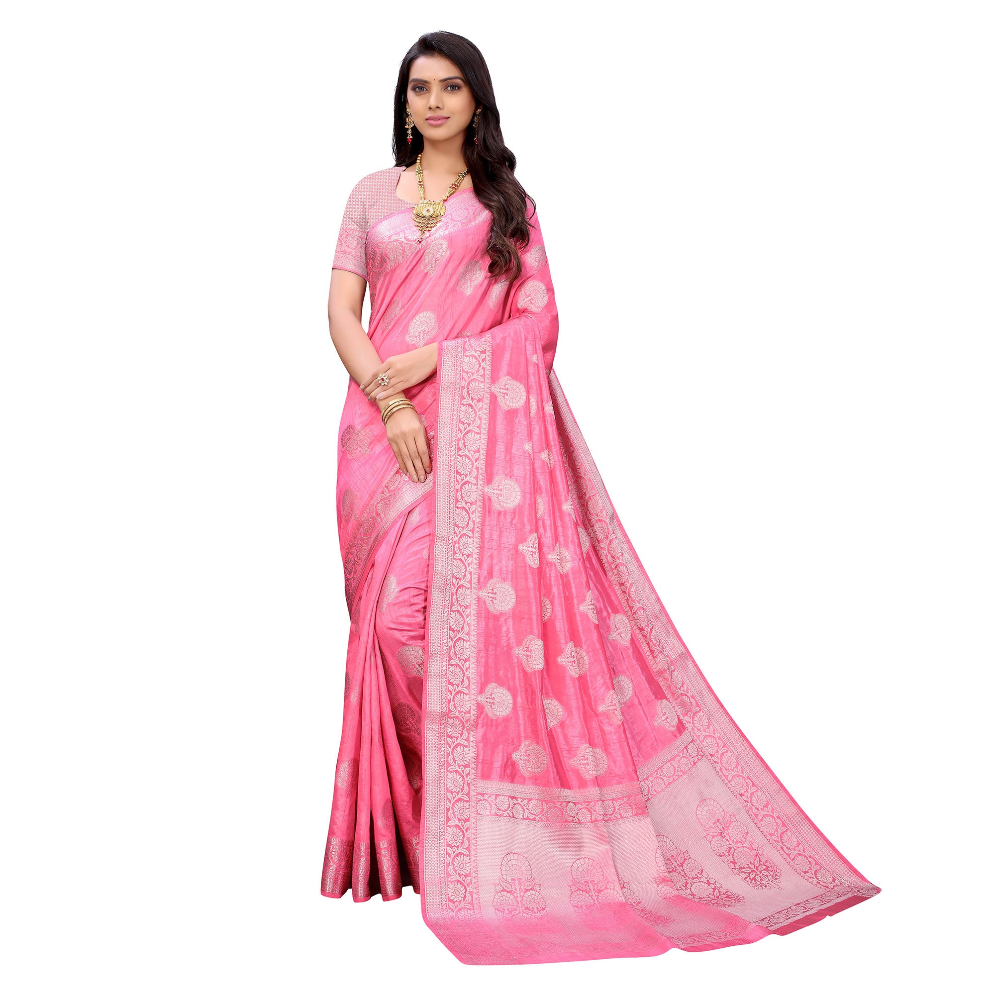 Gajari Pink Festive Wear Woven Art Silk Saree