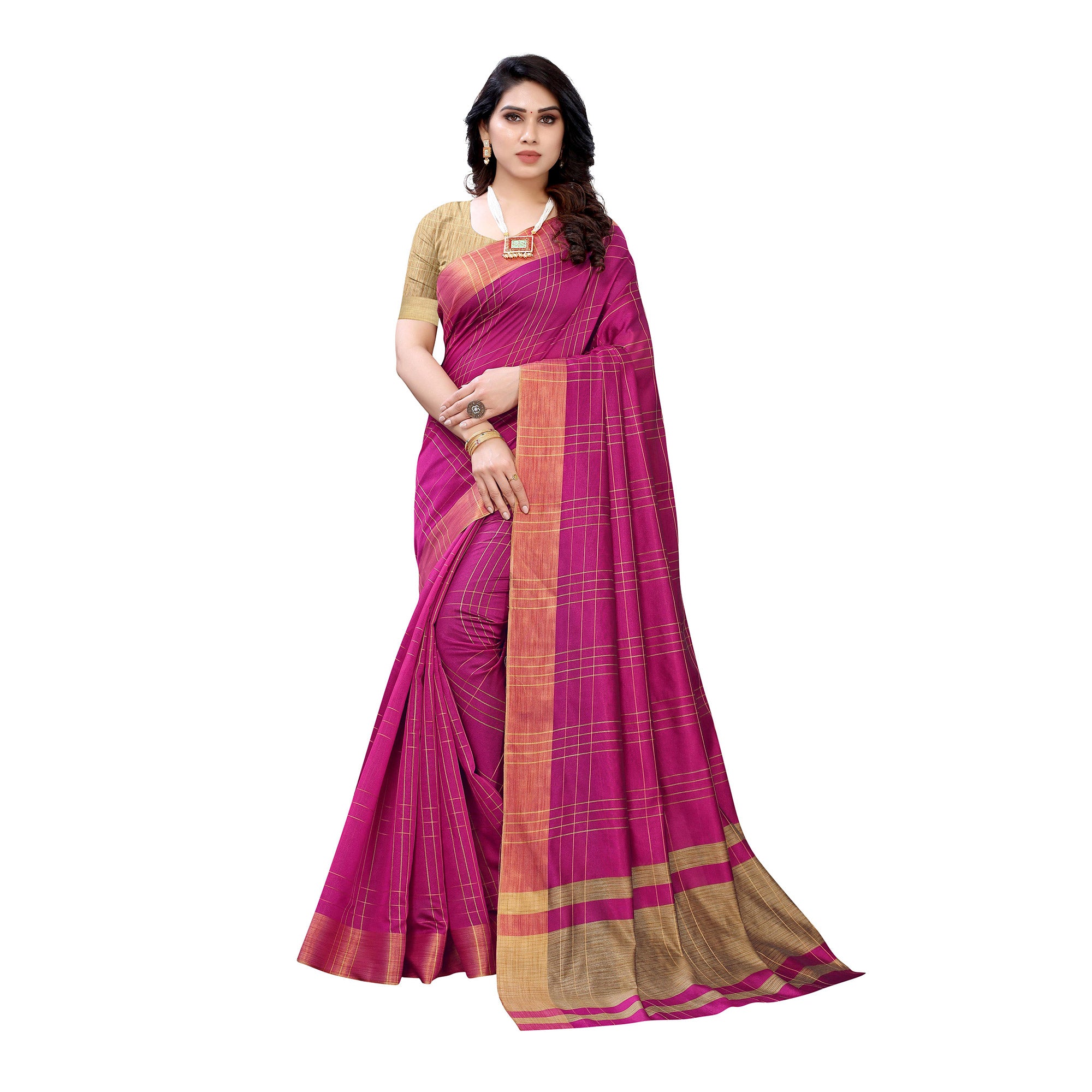 Pink Casual Printed Cotton Silk Saree