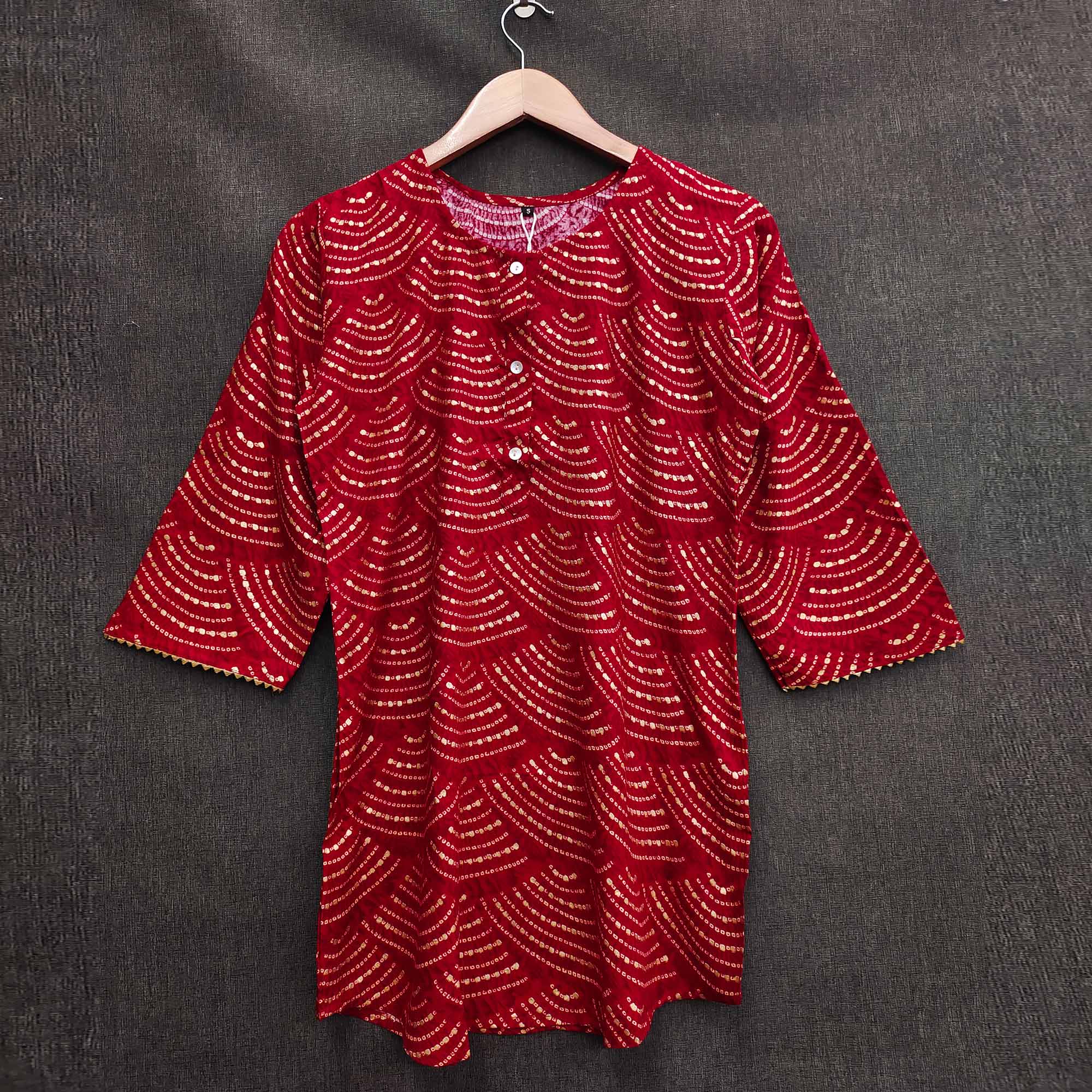 Red Printed Rayon Top