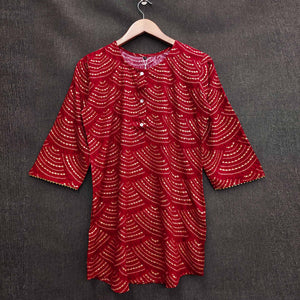 Red Printed Rayon Top