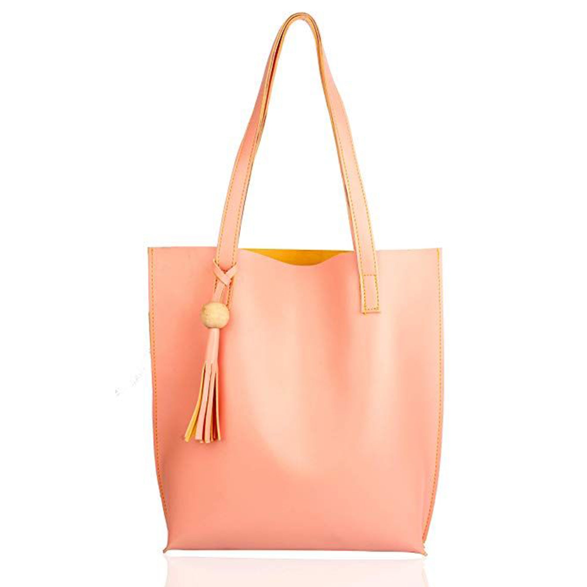TMN Women Pink Vegan Leather Tote Bag