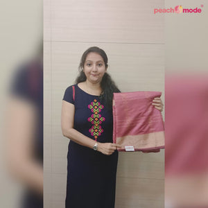 Pink Woven-Sequins Work Chanderi Saree