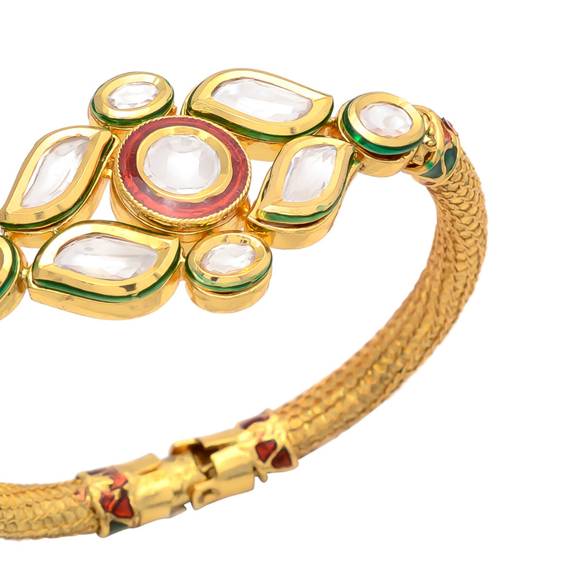 Golden Meena Kundan Bracelet