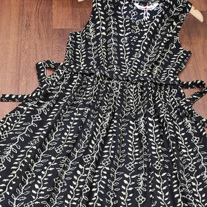 Black Floral Printed Rayon Gown