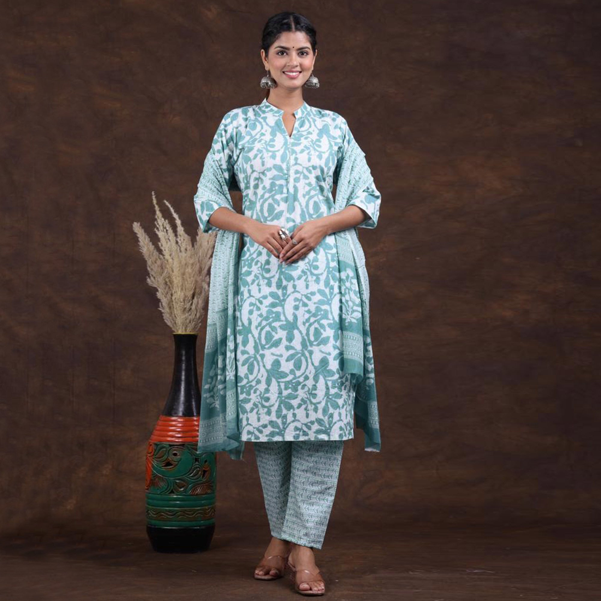 Blue Jaipuri Printed Pure Cotton Suit