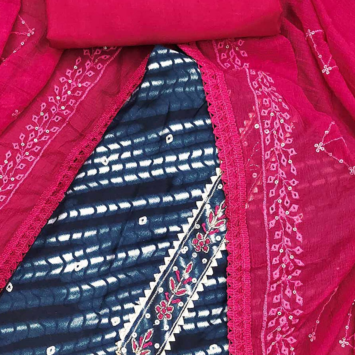 Blue Printed Modal Dress Material