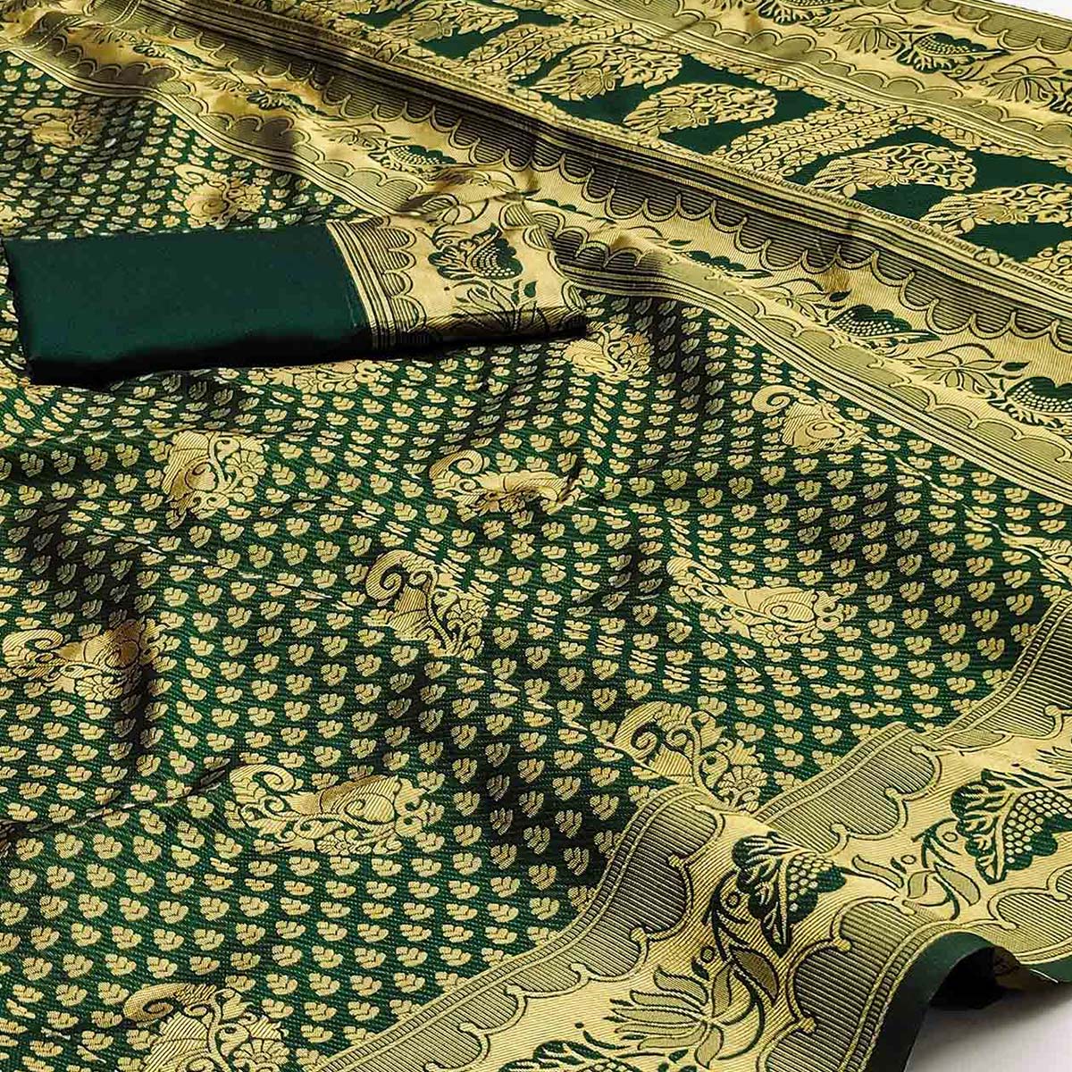 Green Woven Jacquard Saree