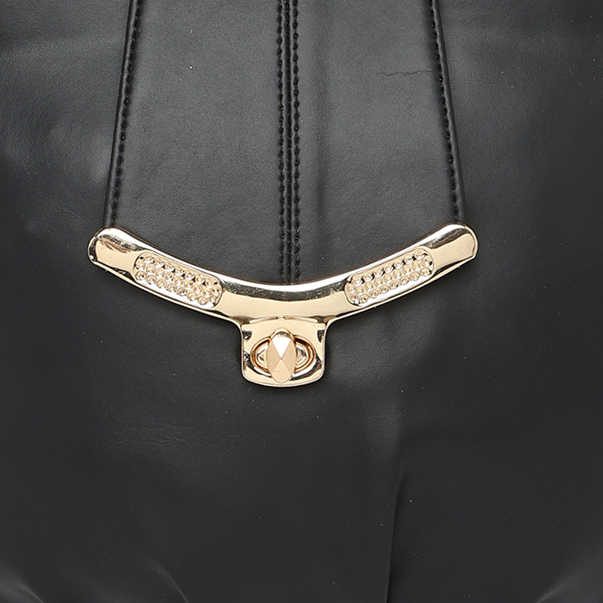 Black Women Vegan Leather Handbag With Belt