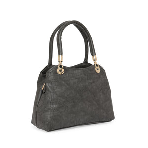 Black Women Vegan Leather Handbag With Belt