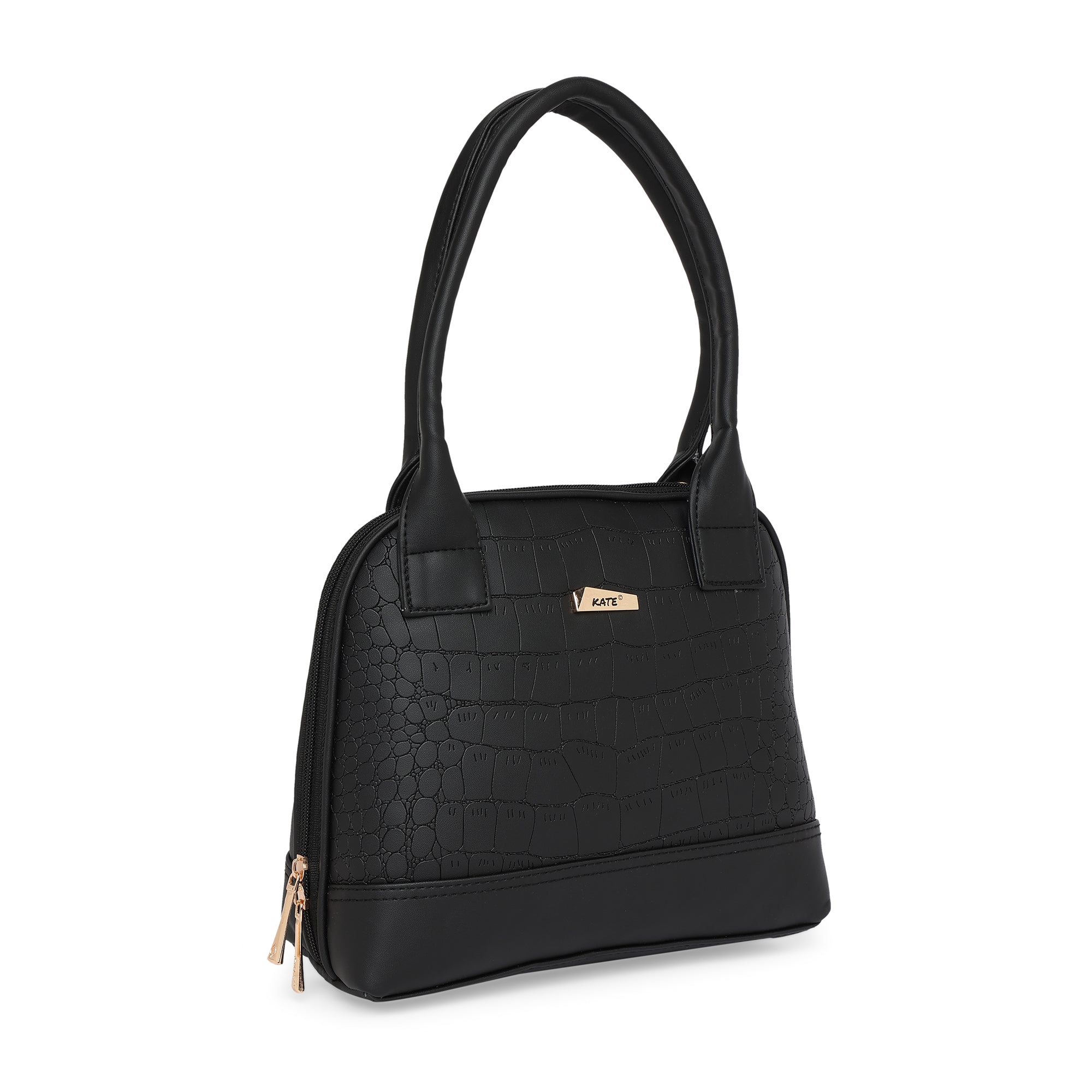 Black Women Vegan Leather Handbag With Belt