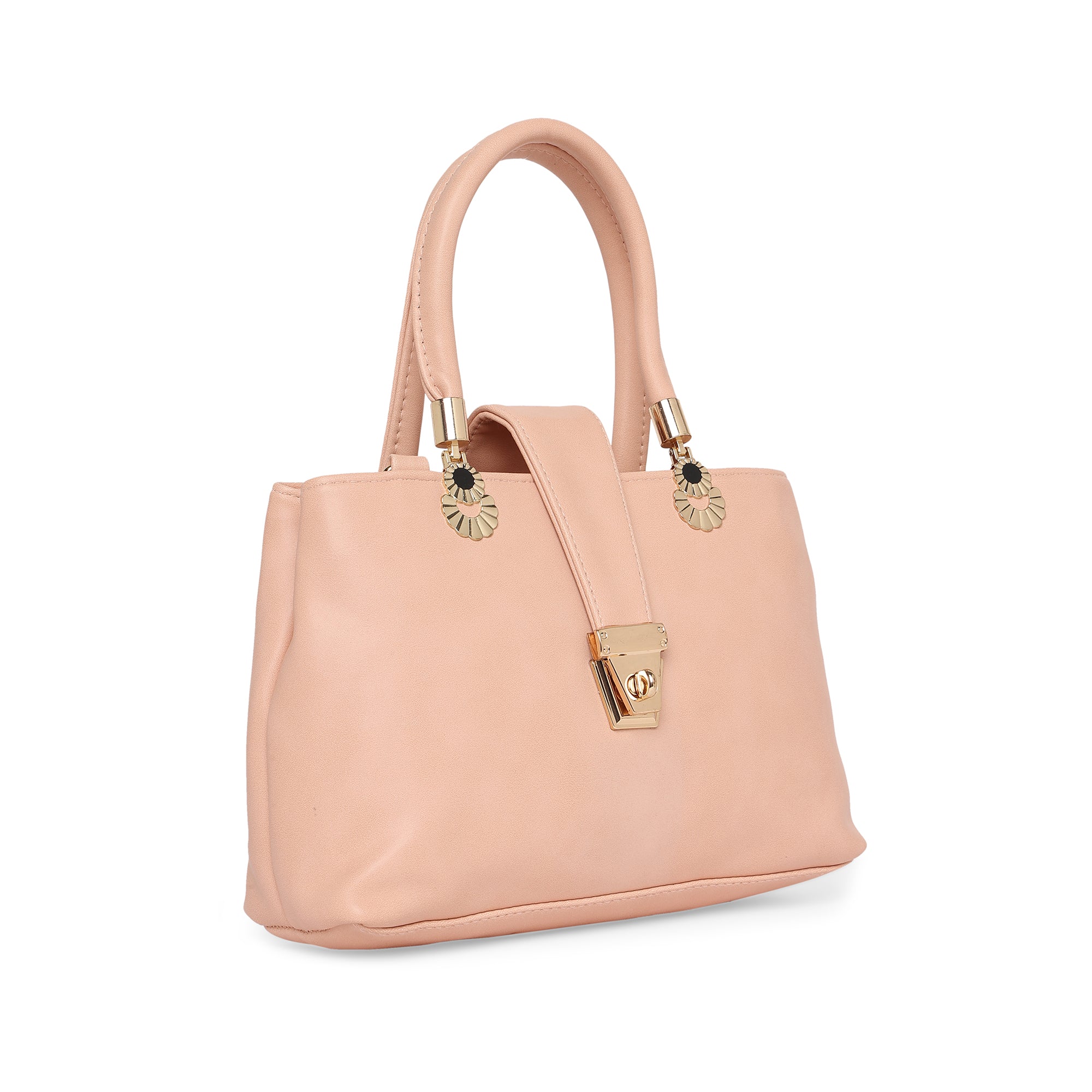 Peach Women Vegan Leather Handbag With Belt