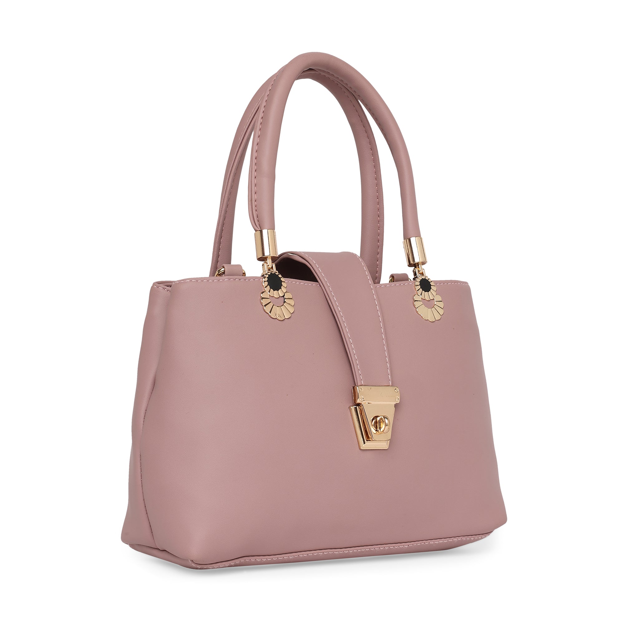 Mauve Women Vegan Leather Handbag With Belt