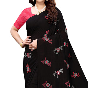 Black Casual Wear Printed Silk Saree