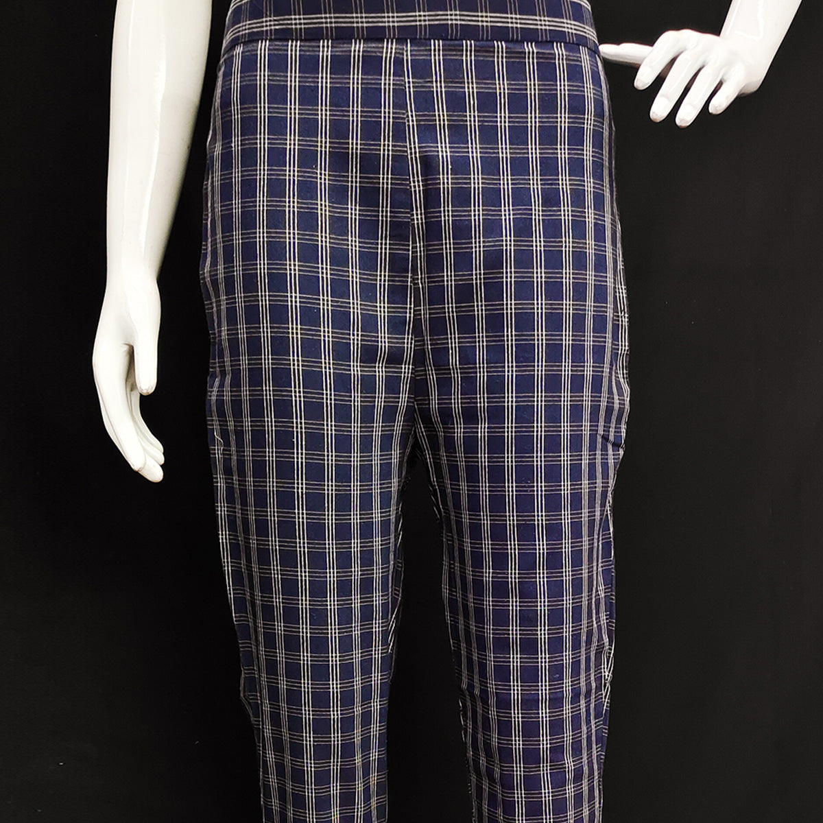 Blue Checks Printed Pure Cotton Pant