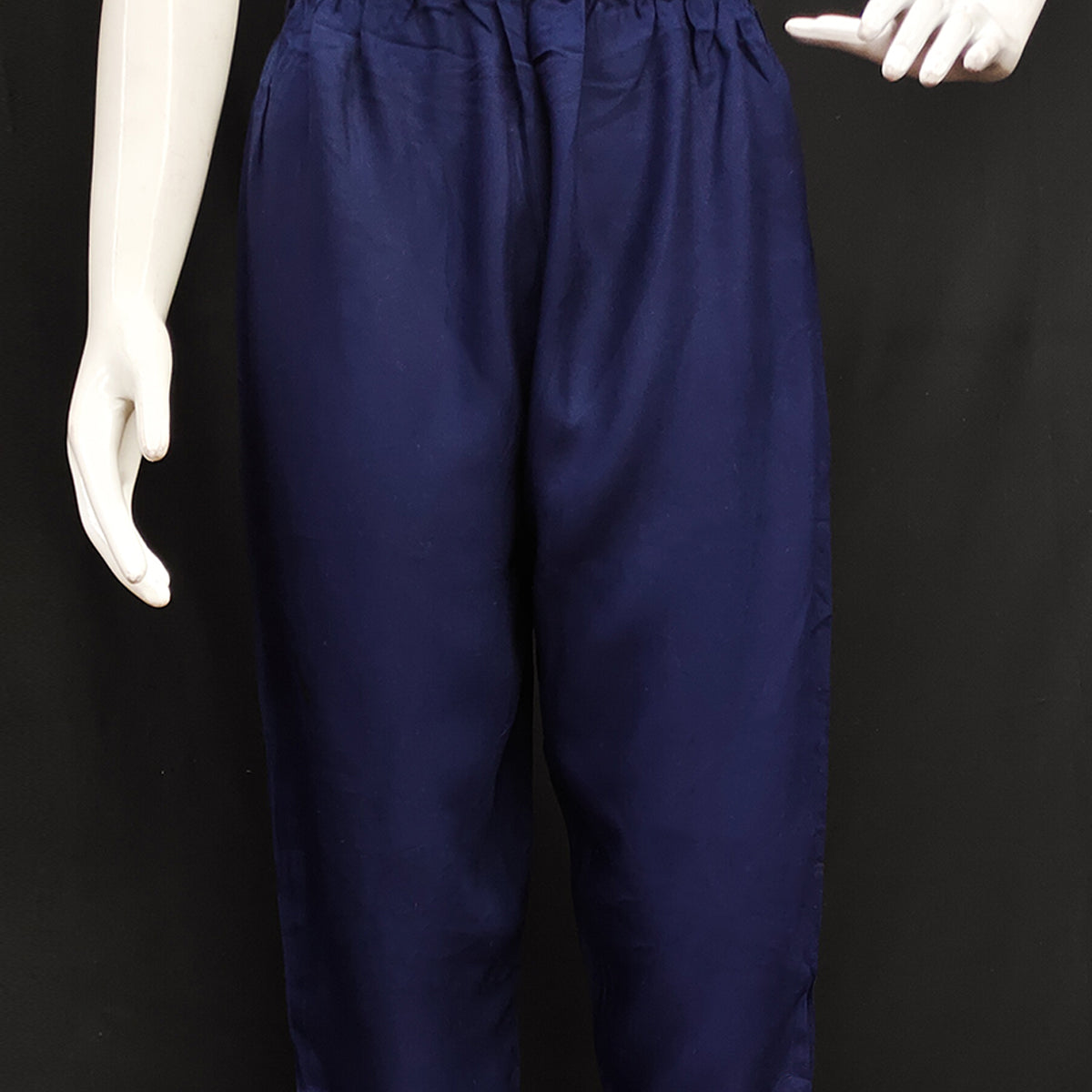 Navy Blue Printed Rayon Pant
