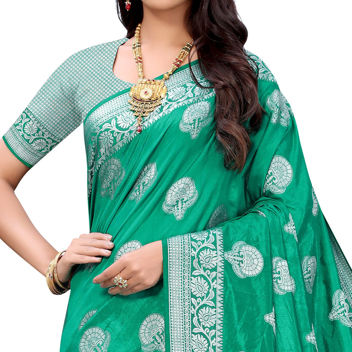 Green Festive Wear Woven Art Silk Saree