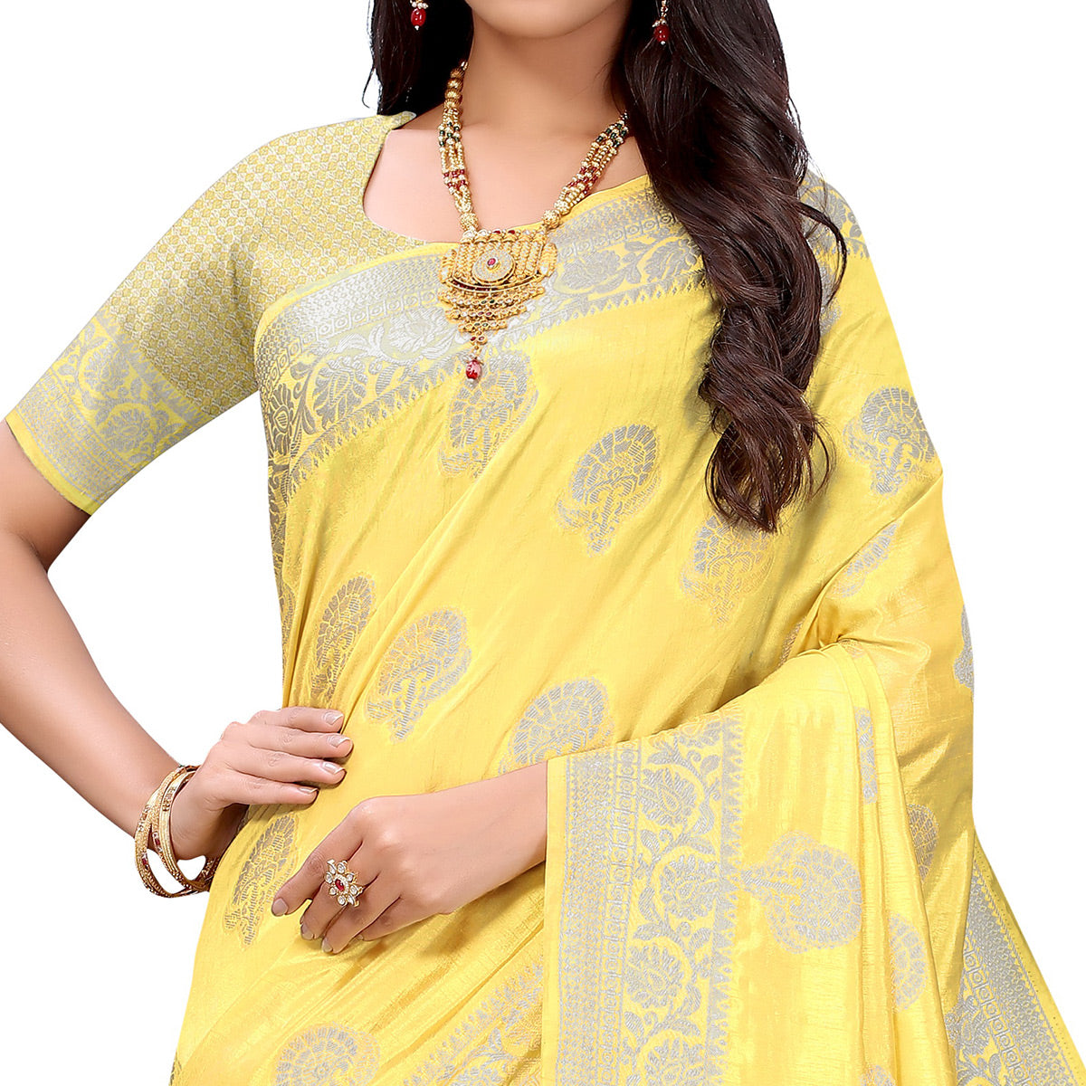 Yellow Festive Wear Woven Art Silk Saree