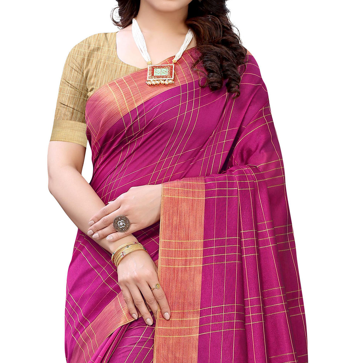 Pink Casual Printed Cotton Silk Saree