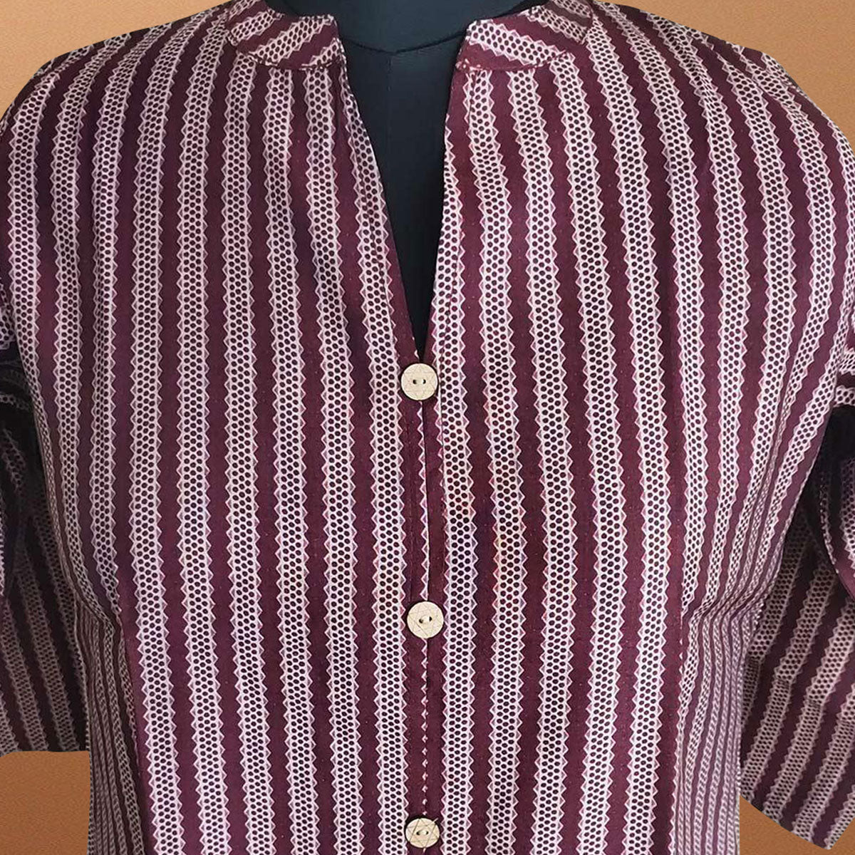 Wine Printed Chanderi Top