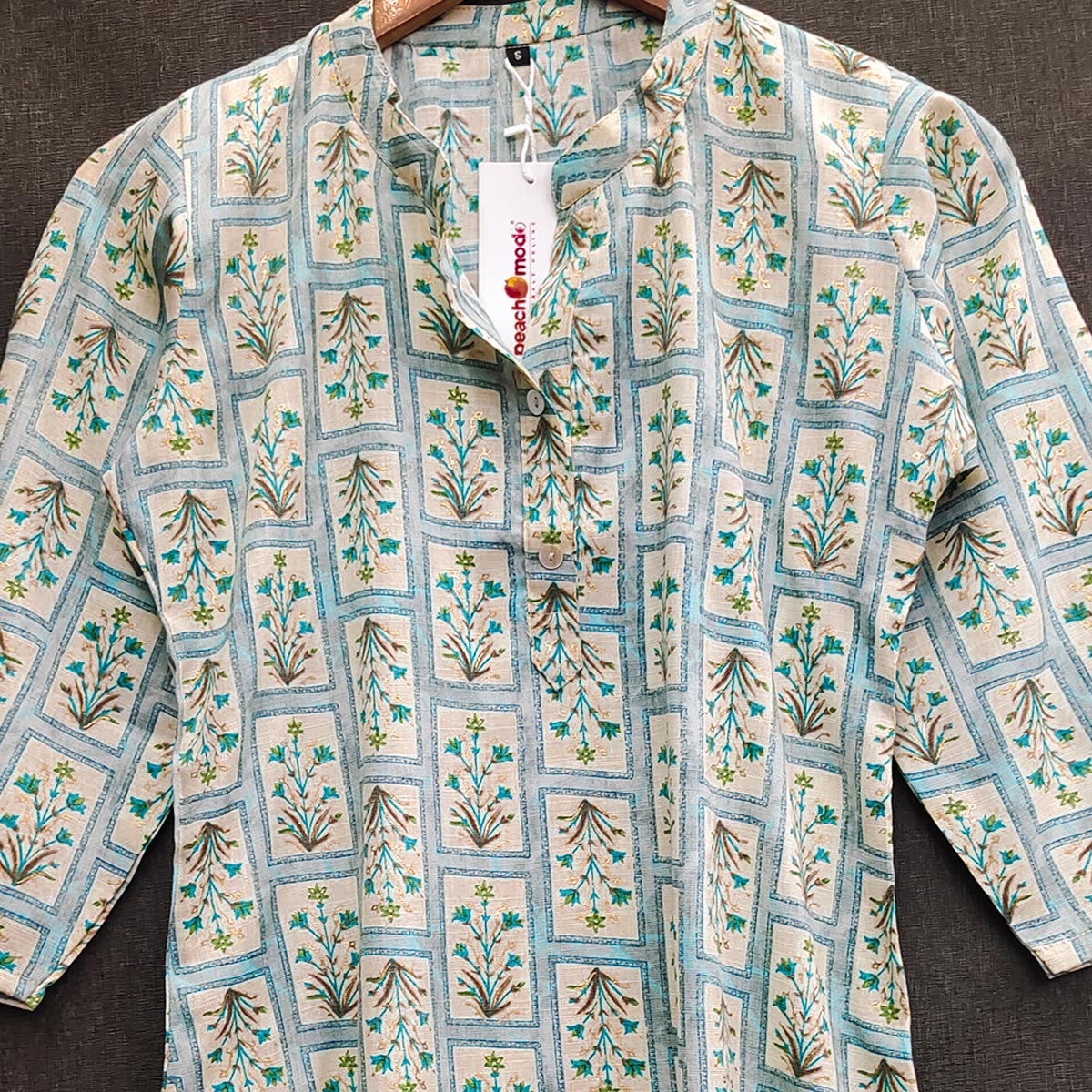 Blue Floral Printed Rayon Top