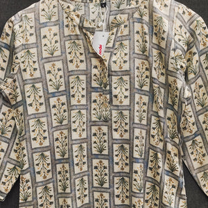 Grey Floral Printed Rayon Top