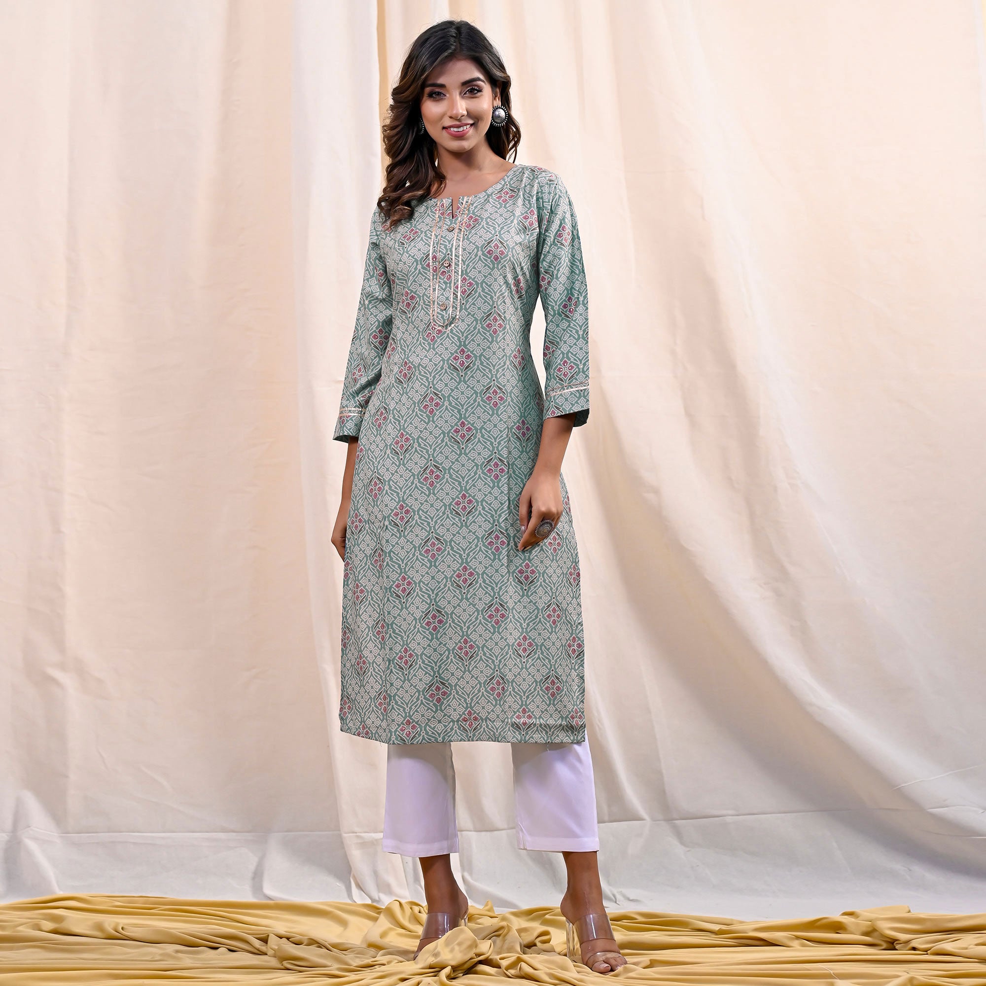 Blue Printed Muslin Kurti