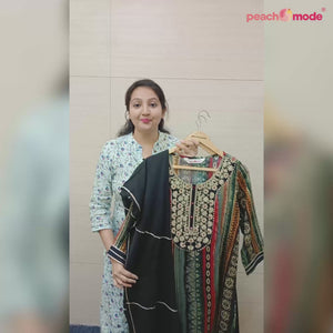 Multicolor Printed Muslin Sharara Suit