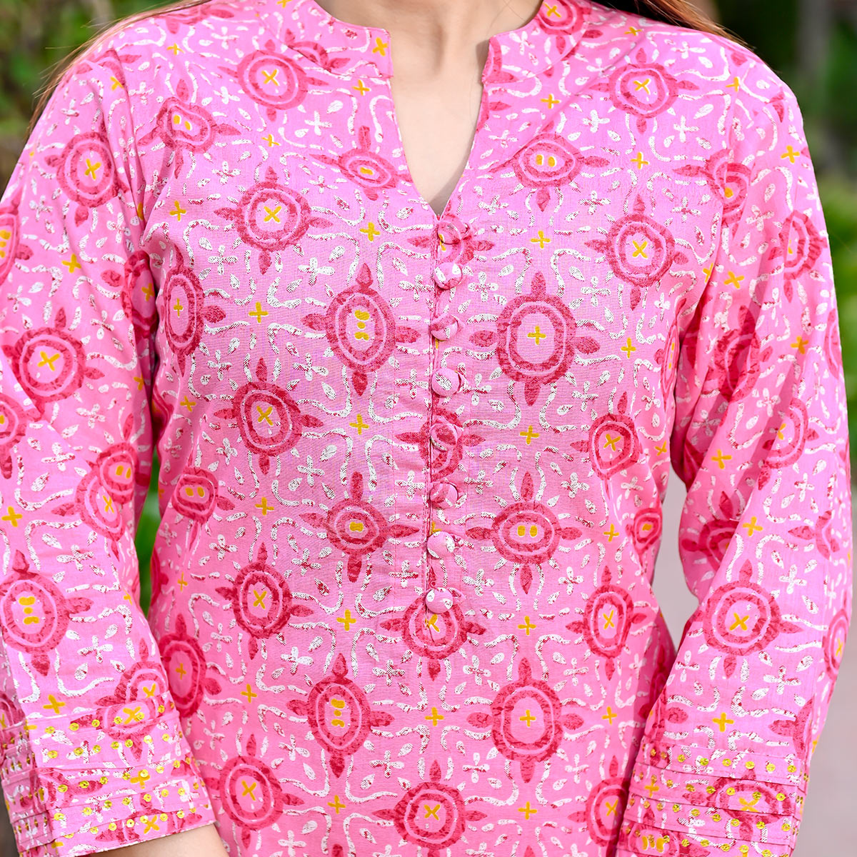 Pink Printed Pure Cotton Salwar Suit