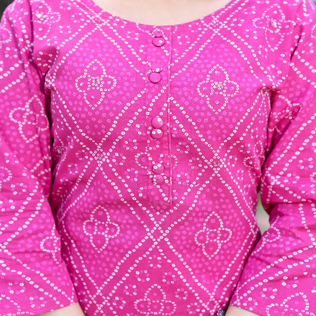 Pink Bandhani Printed Pure Cotton Salwar Suit