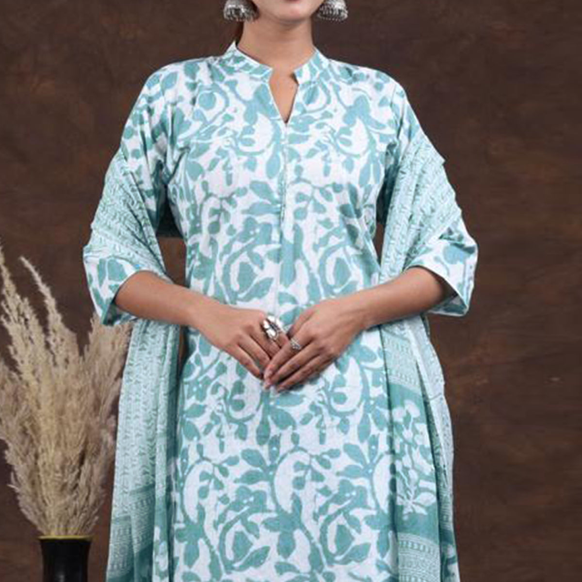 Blue Jaipuri Printed Pure Cotton Suit