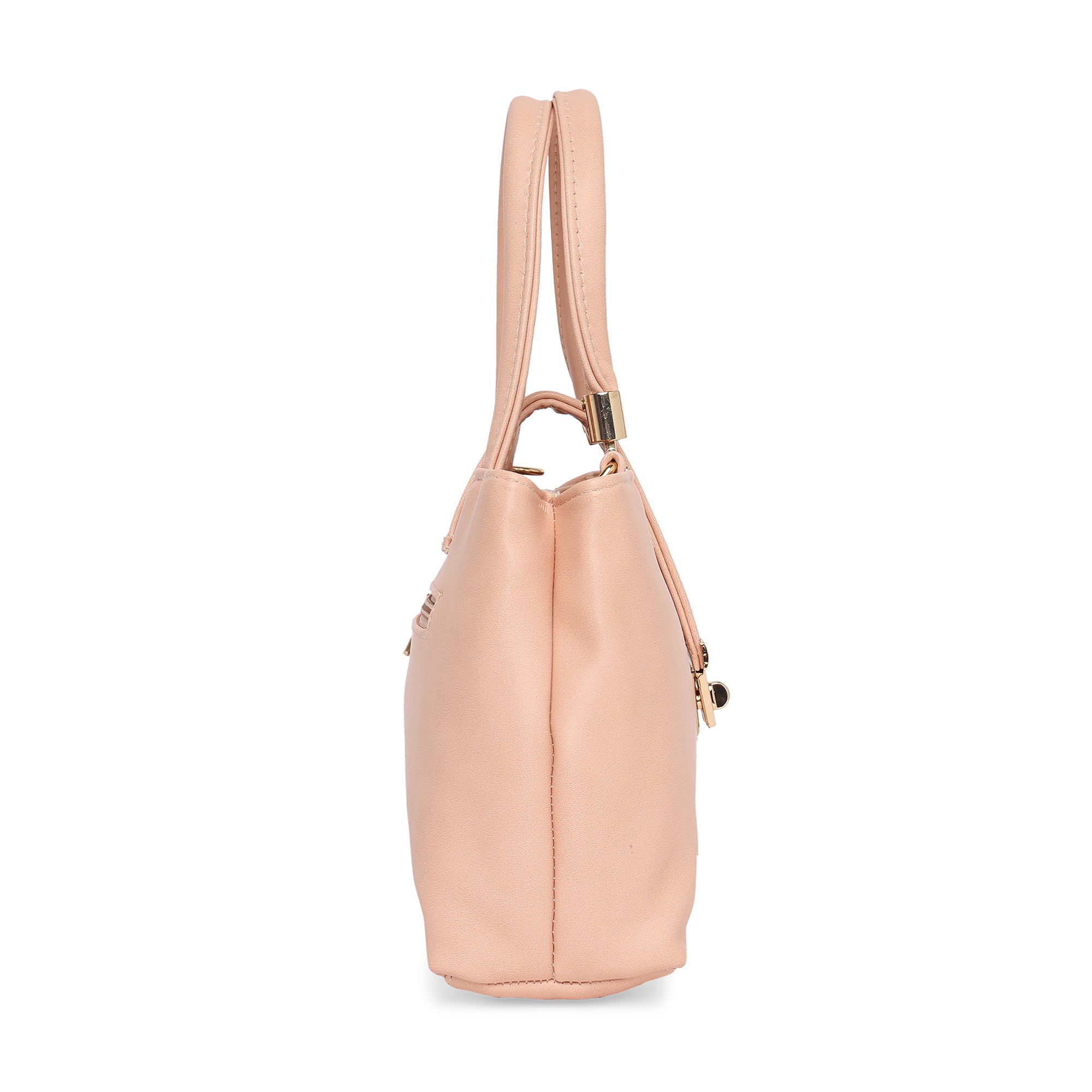 Peach Women Vegan Leather Handbag With Belt