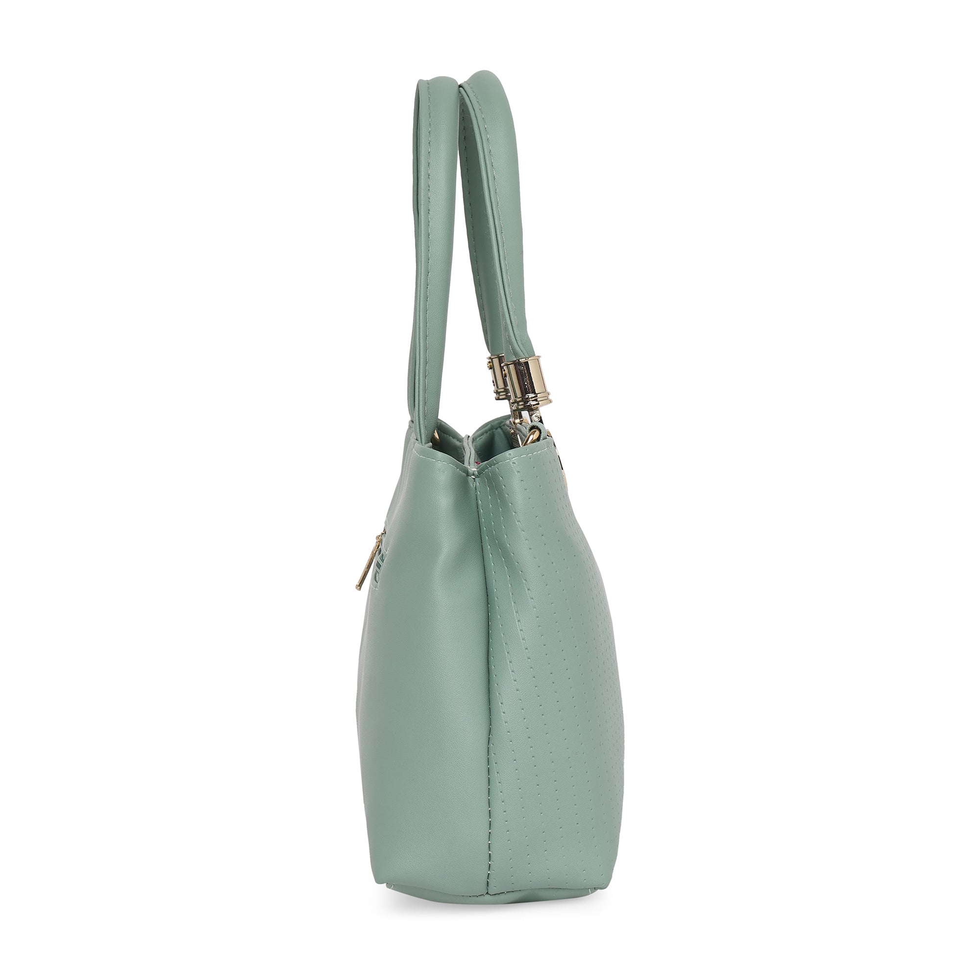 Pista Green Women Vegan Leather Handbag With Belt