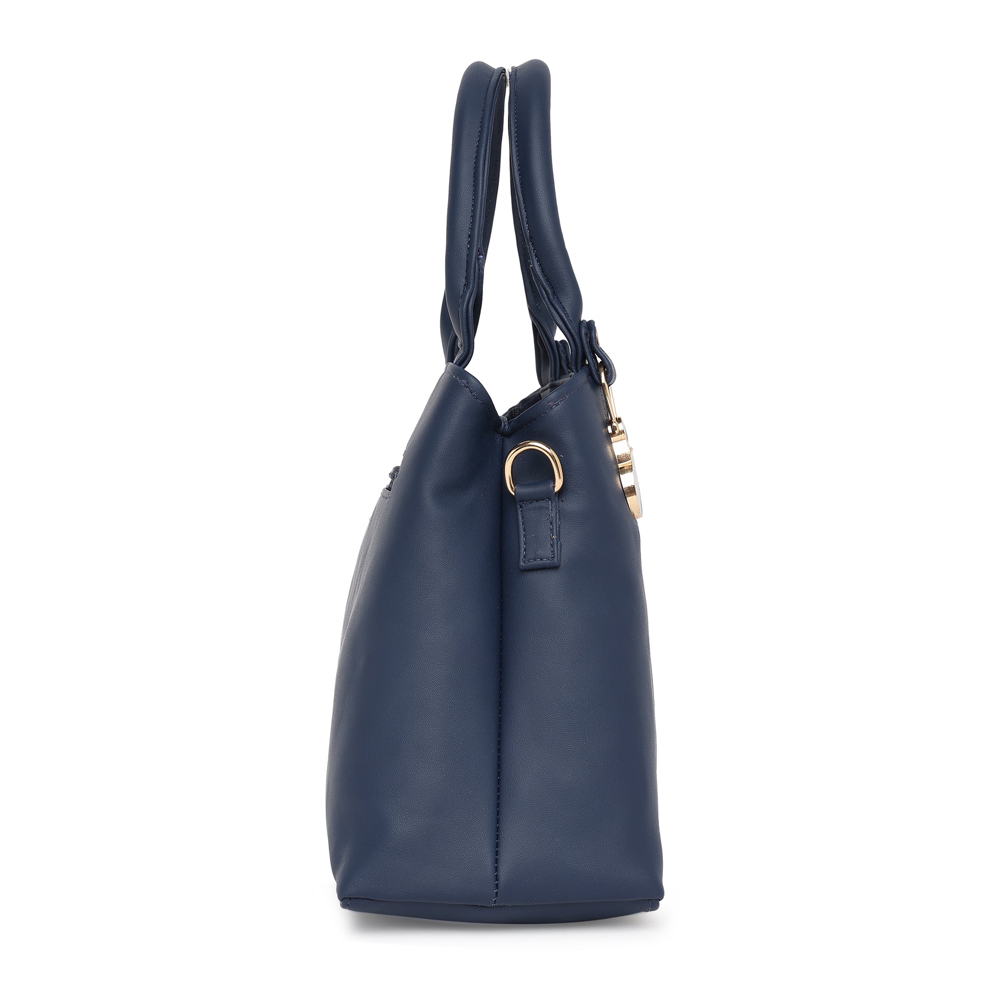Blue Women Vegan Leather Handbag With Belt