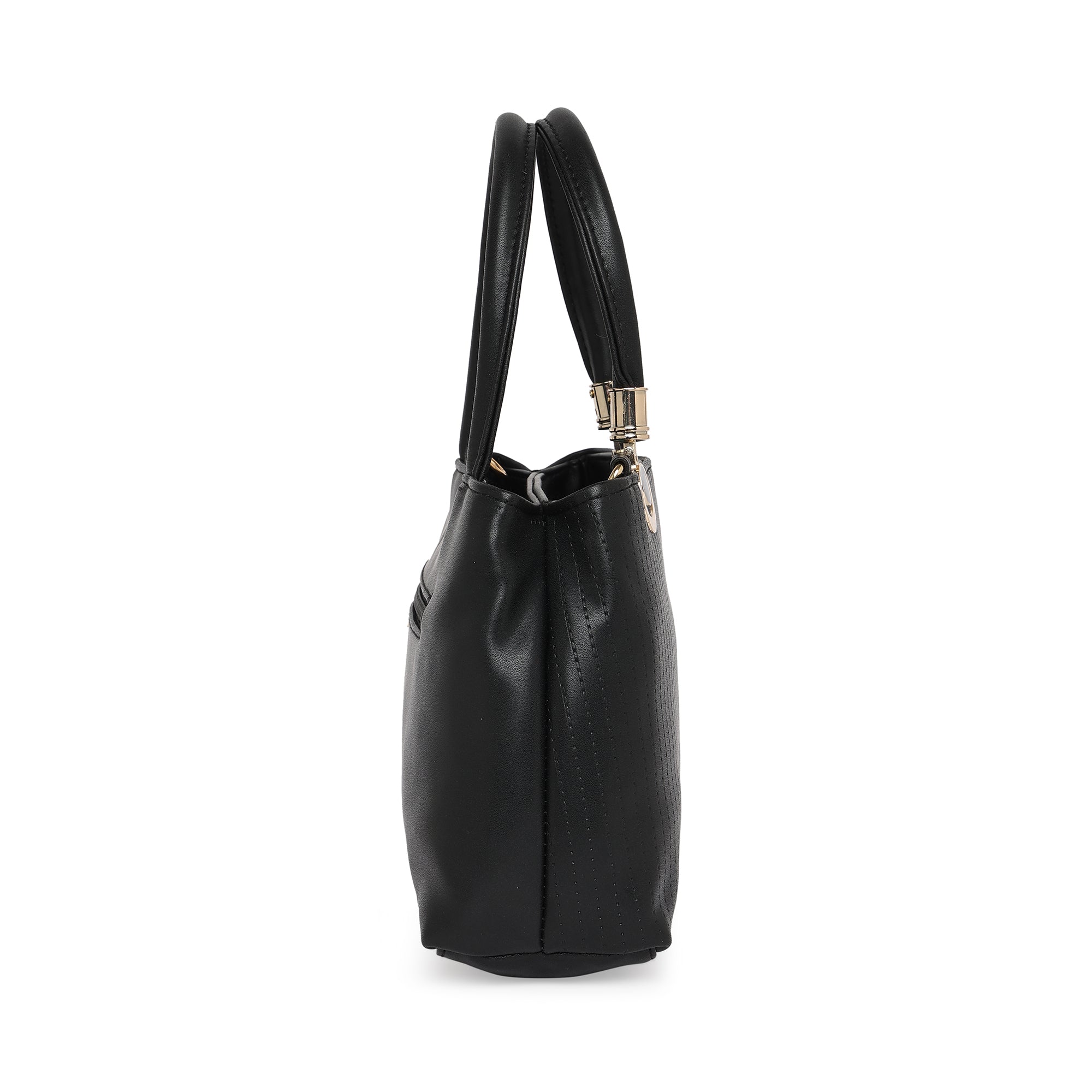 Black Women Vegan Leather Handbag With Belt