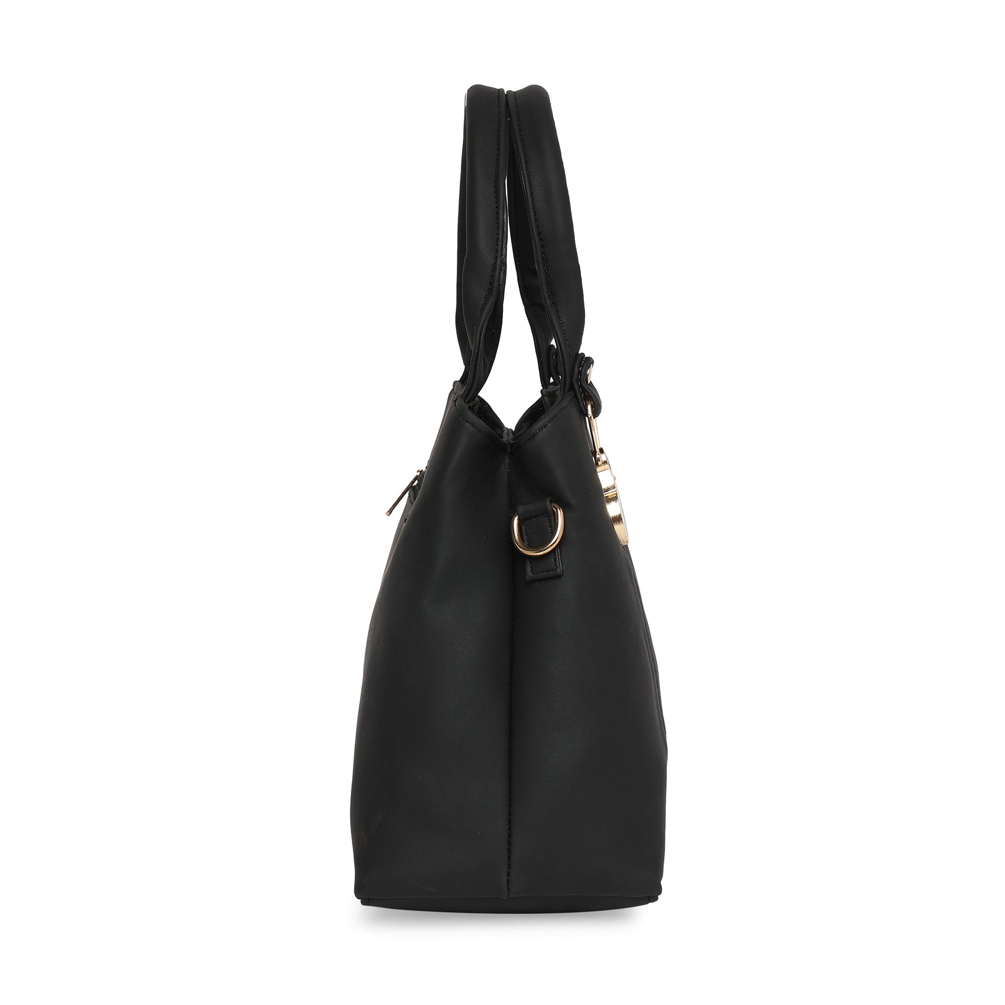 Black Women Vegan Leather Handbag With Belt